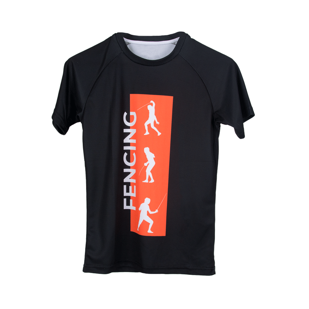 Eskrimci - Siyah Üzerine Turuncu Baskılı T-Shirt XS