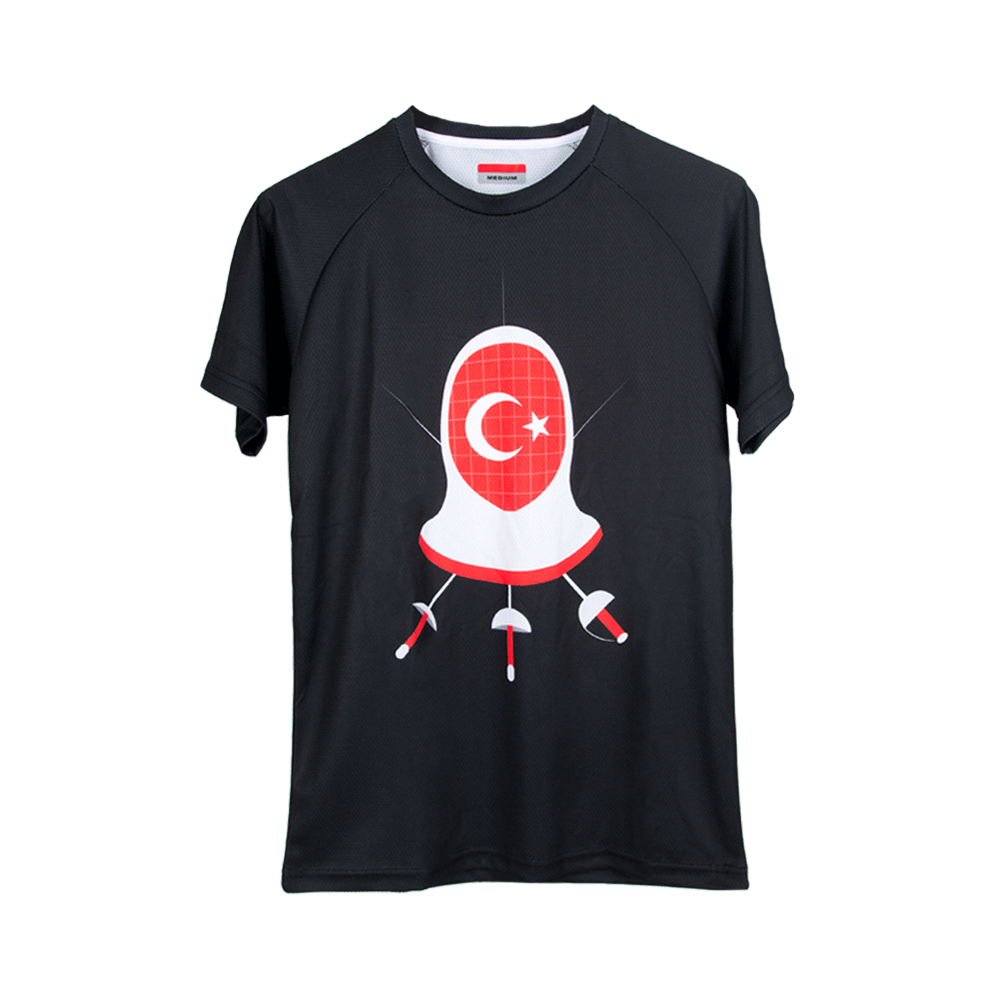Maske Kılıç  Bayrak - Siyah Baskılı T-Shirt L