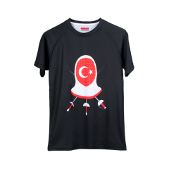 Maske Kılıç  Bayrak - Siyah Baskılı T-Shirt M