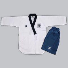 Jcalicu Taekwondo Elbisesi Siyah Yaka Alt Mavi 160