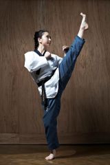 Jcalicu Taekwondo Elbisesi Siyah Yaka Alt Mavi 160