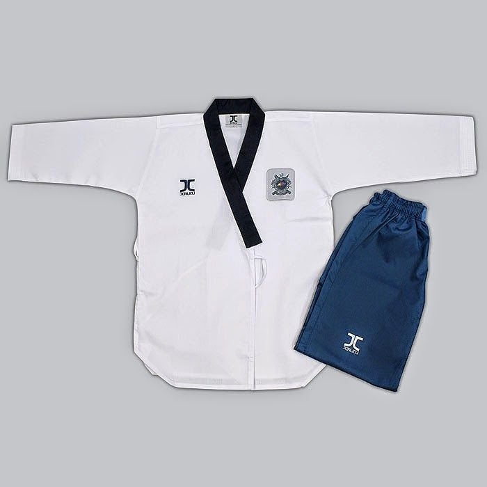 Jcalicu Taekwondo Elbisesi Siyah Yaka Alt Mavi 180