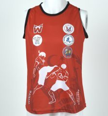 Whiteface Muay  Thai Tshirt Atlet Federasyon Onaylı Müsabaka Atleti Kırmızı M